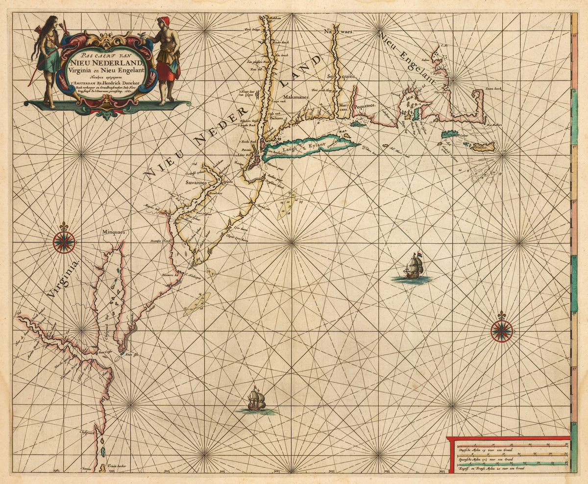 1660 Pas Caert Van Nieu Nederland, Virginia en Nieu Engelant - The ...