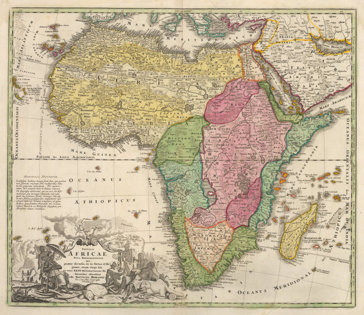 Totius Africae Nova Repraesentatio qua praeter diverlos in ea Status et Regiones…By:  Homann Date: 1715