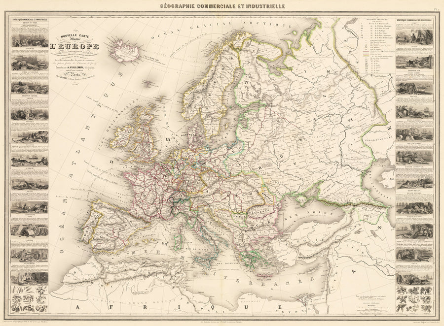 1861 Nouvelle Carte Illustre de l'Europe