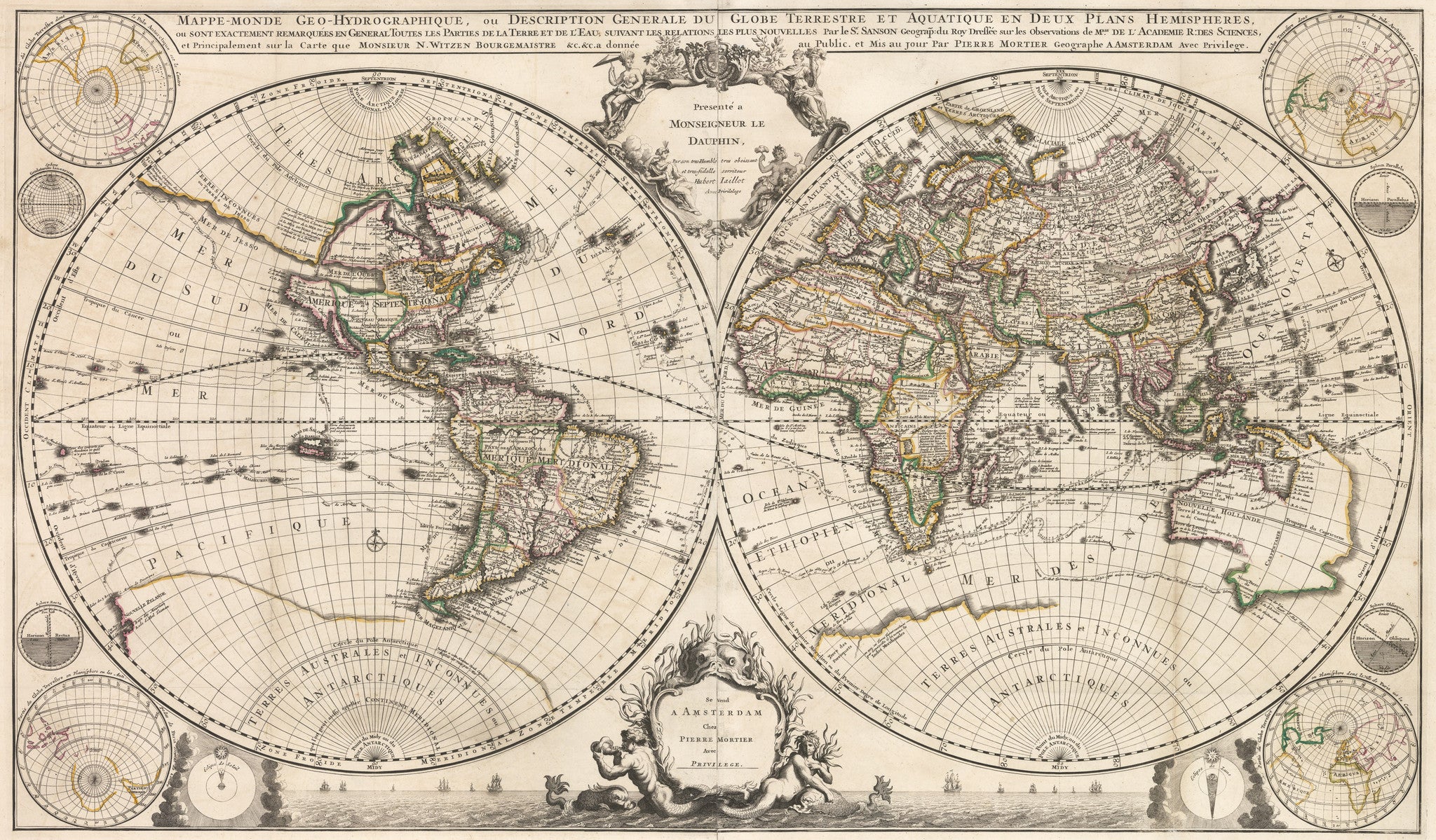 1721 Mappe-Monde Geo-Hydrographique, ou Description Generale du Globe  Terrestre