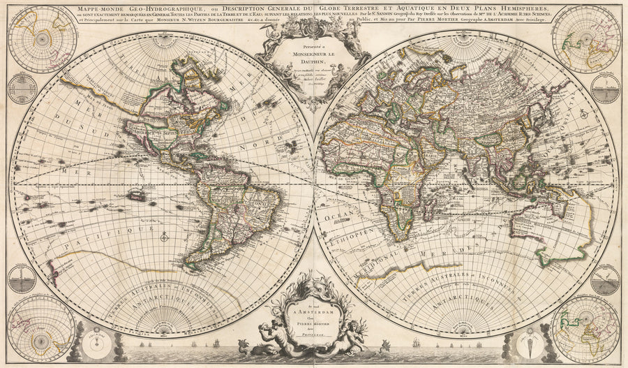 1721 Mappe-Monde Geo-Hydrographique, ou Description Generale du Globe Terrestre...