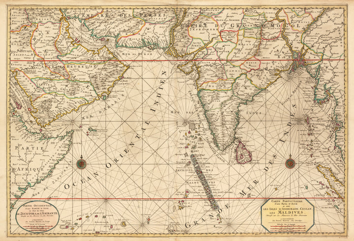 Carte Particuliere d’une Partie d’Asie ou sont les Isles d’Andemaon, Ceylan, les Maldives… by: Mortier 1700