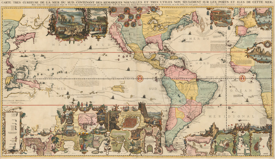 1719  Carte Tres Curieuse de la Mer du Sud...