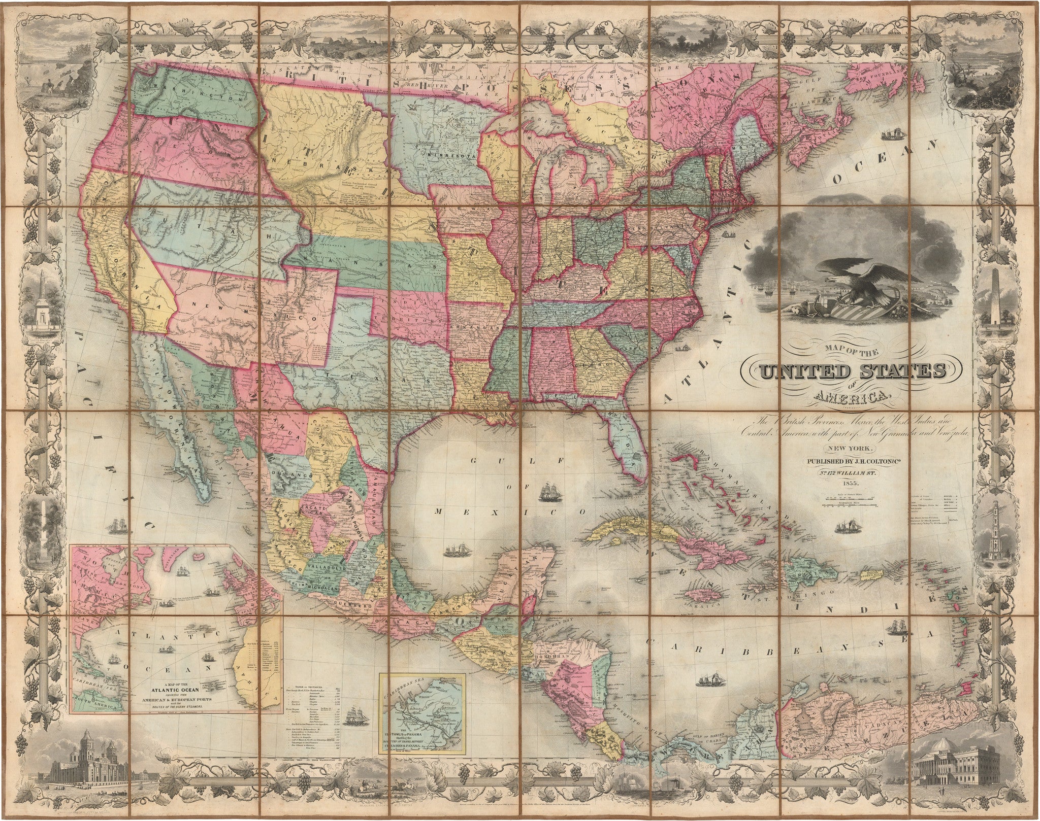 Mappa de los Estados Unidos de Mejico  Fine Print Reproduction – the  Vintage Map Shop, Inc.