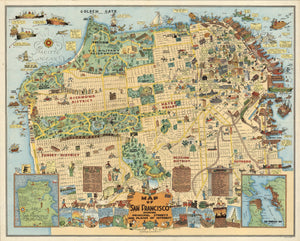 1927 Map of San Francisco Showing Principal Streets and Places of Interest