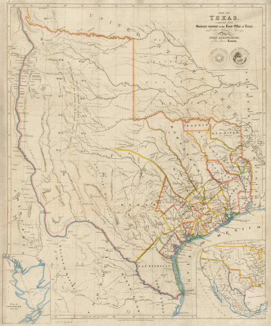 1841 A Map of Texas, compiled from Surveys recorded in the Land Office of Texas, and other Official Surveys.