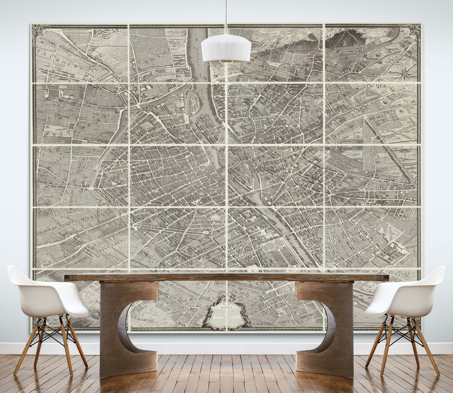1734-36 The Turgot Plan of Paris | Fabric Adhesive Wall Mural