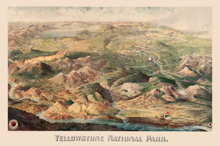 Bird's Eye View of Yellowstone National Park by: Henry Wellge, 1904