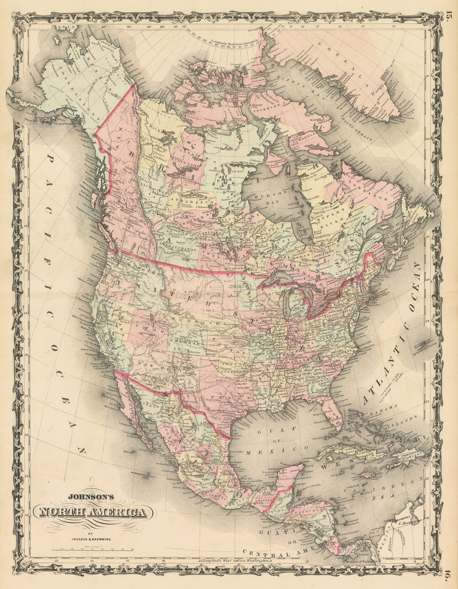 Vintage Map Reproduction: Johnson's North America, 1861 – the Vintage ...