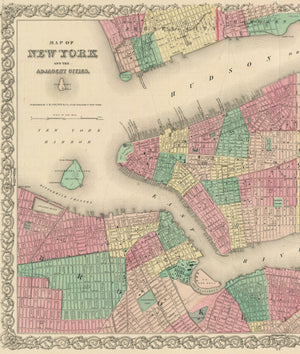 1856 Map of New York and the Adjacent Cities