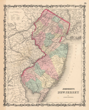 Vintage Map Print: Johnson's New Jersey by: Johnson & Browning, 1861