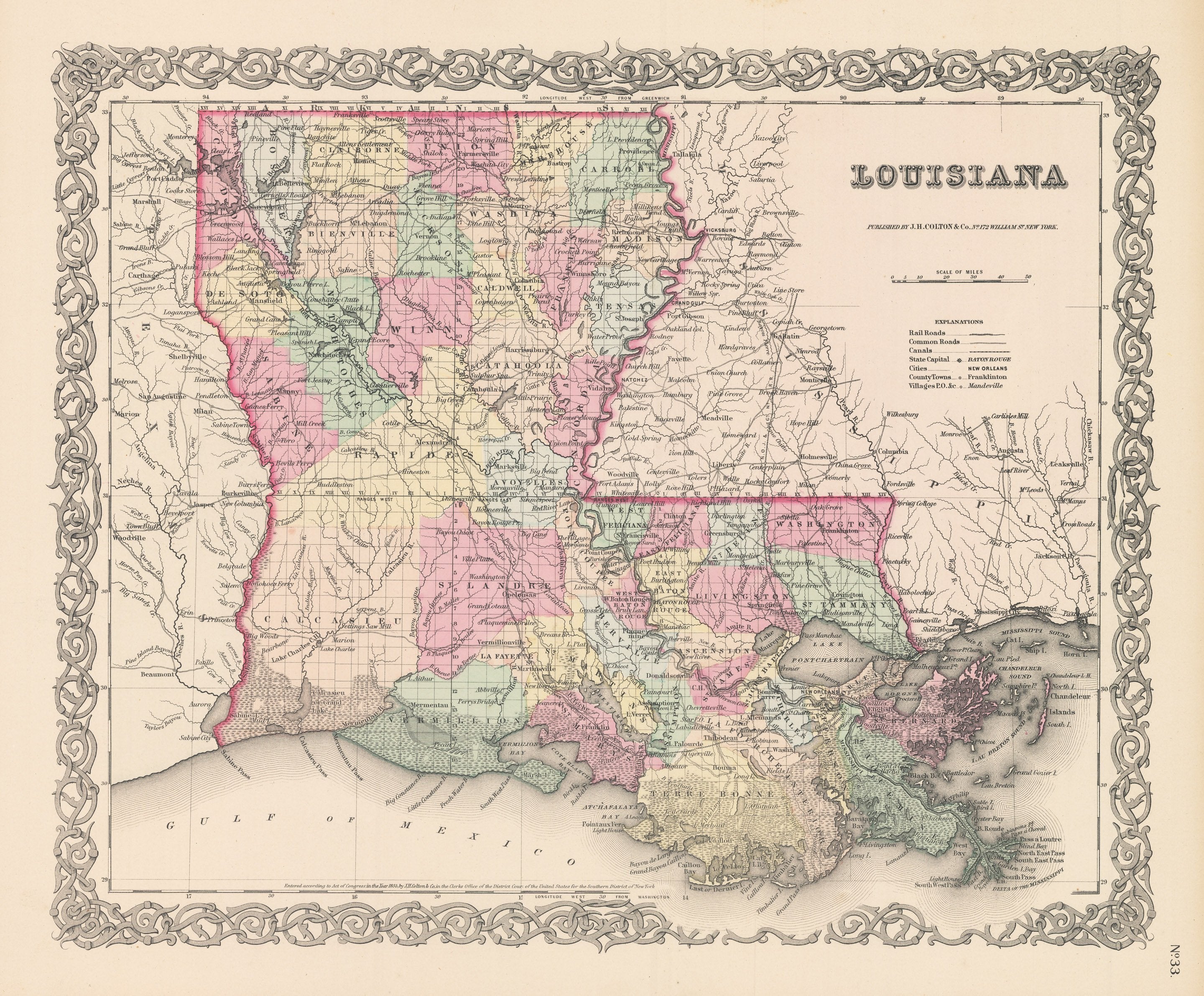 1856 Louisiana – the Vintage Map Shop, Inc.