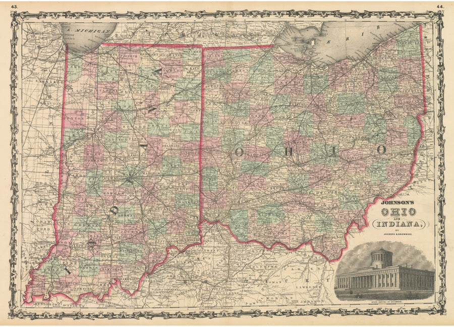 Historic Map : Johnson Map of Arkansas, Mississippi and Louisiana