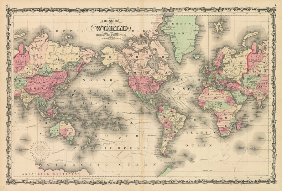 Johnson's Map of the World on Mercator's Projection, 1861