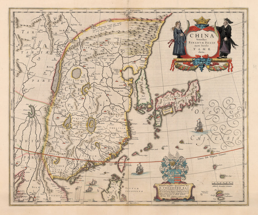 Authentic Antique Map: China Veteribus Sinarum Regio nunc Incolis Tame dieta.  By: Willem Johannes Blaeu  Date: 1640 (circa) Amsterdam 