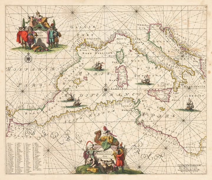 Occidentalior Tractus Maris Mediterranei / Wester Gedeelte van de Middelandse Zee By: Frederick De Wit 1675 (published) Amsterdam