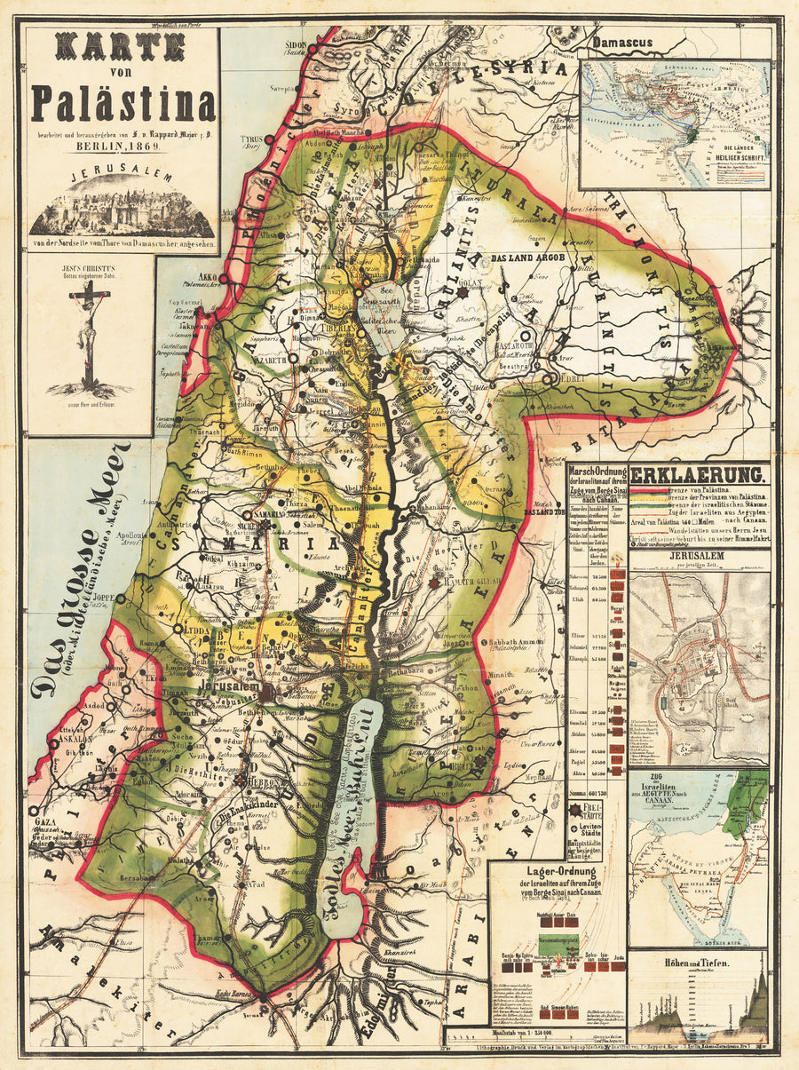 Vintage Map of Palestine by: Rappard F. von 1869 : theVintageMapShop.com