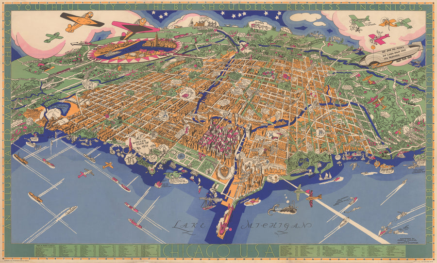 1931 An Illustrated Map of Chicago...